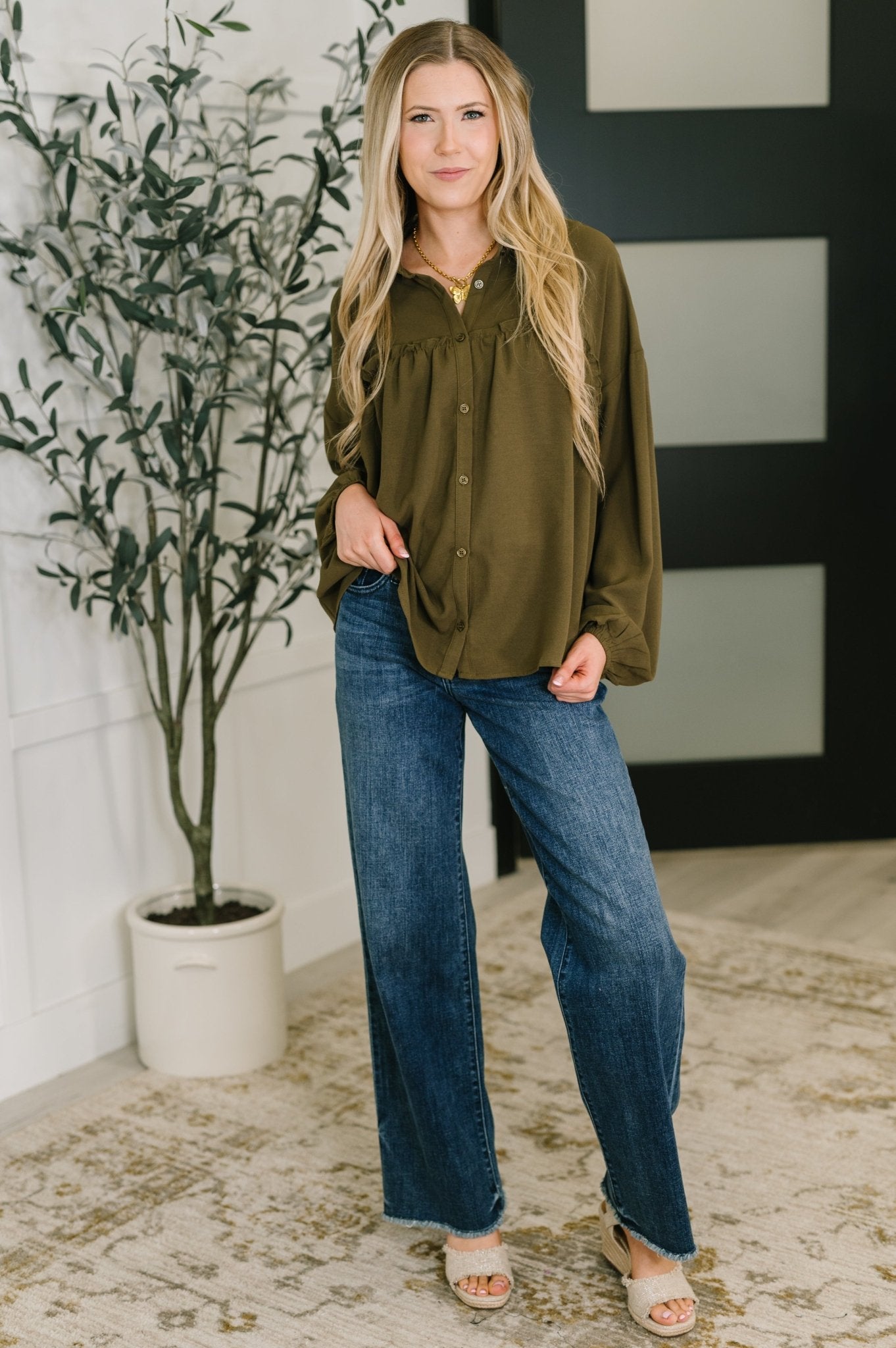 She's Got A Way Button Down Blouse - Driftwood Boutique