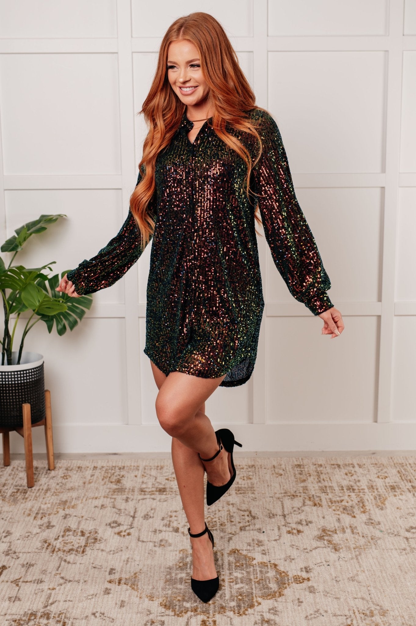 Shimmering Splendor Sequin Shirt Dress - Driftwood Boutique