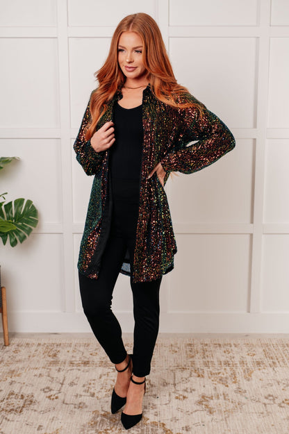 Shimmering Splendor Sequin Shirt Dress - Driftwood Boutique