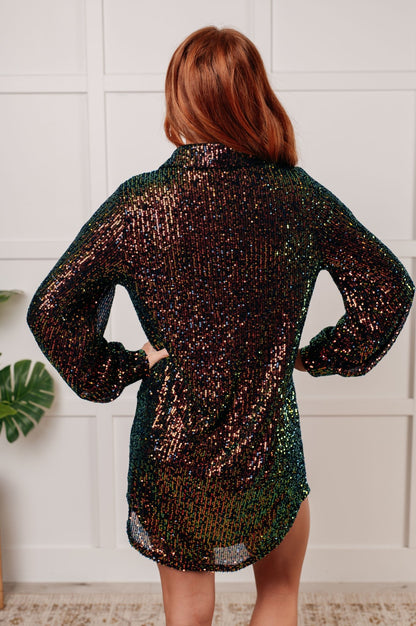 Shimmering Splendor Sequin Shirt Dress - Driftwood Boutique