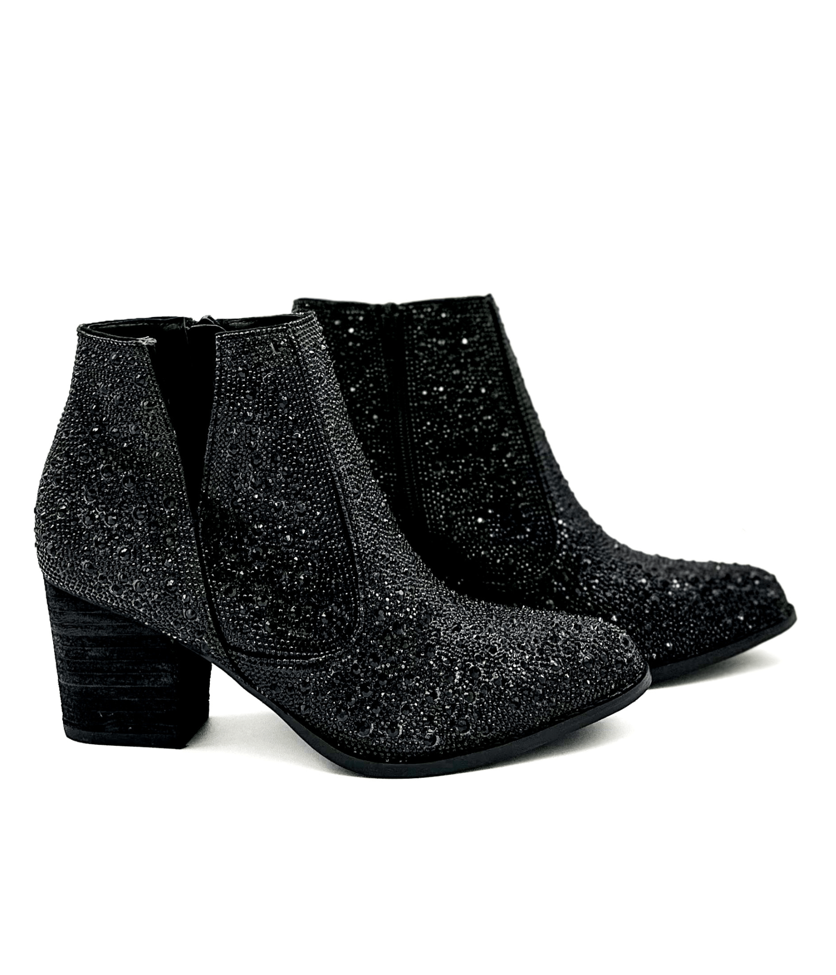 Shine Star Rhinestone Bootie in Black - Driftwood Boutique