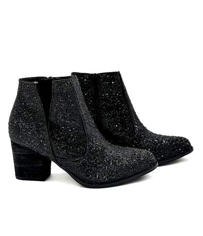 Shine Star Rhinestone Bootie in Black - Driftwood Boutique