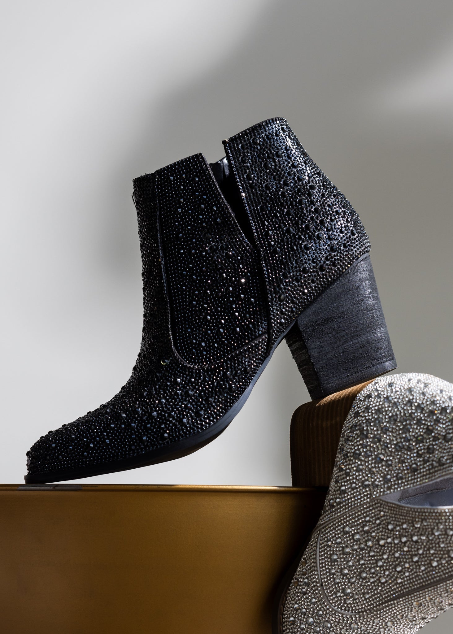 Shine Star Rhinestone Bootie in Black - Driftwood Boutique