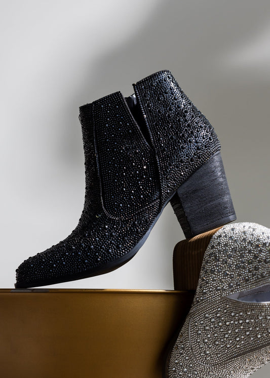 Shine Star Rhinestone Bootie in Black - Driftwood Boutique