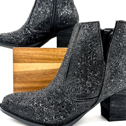 Shine Star Rhinestone Bootie in Black - Driftwood Boutique