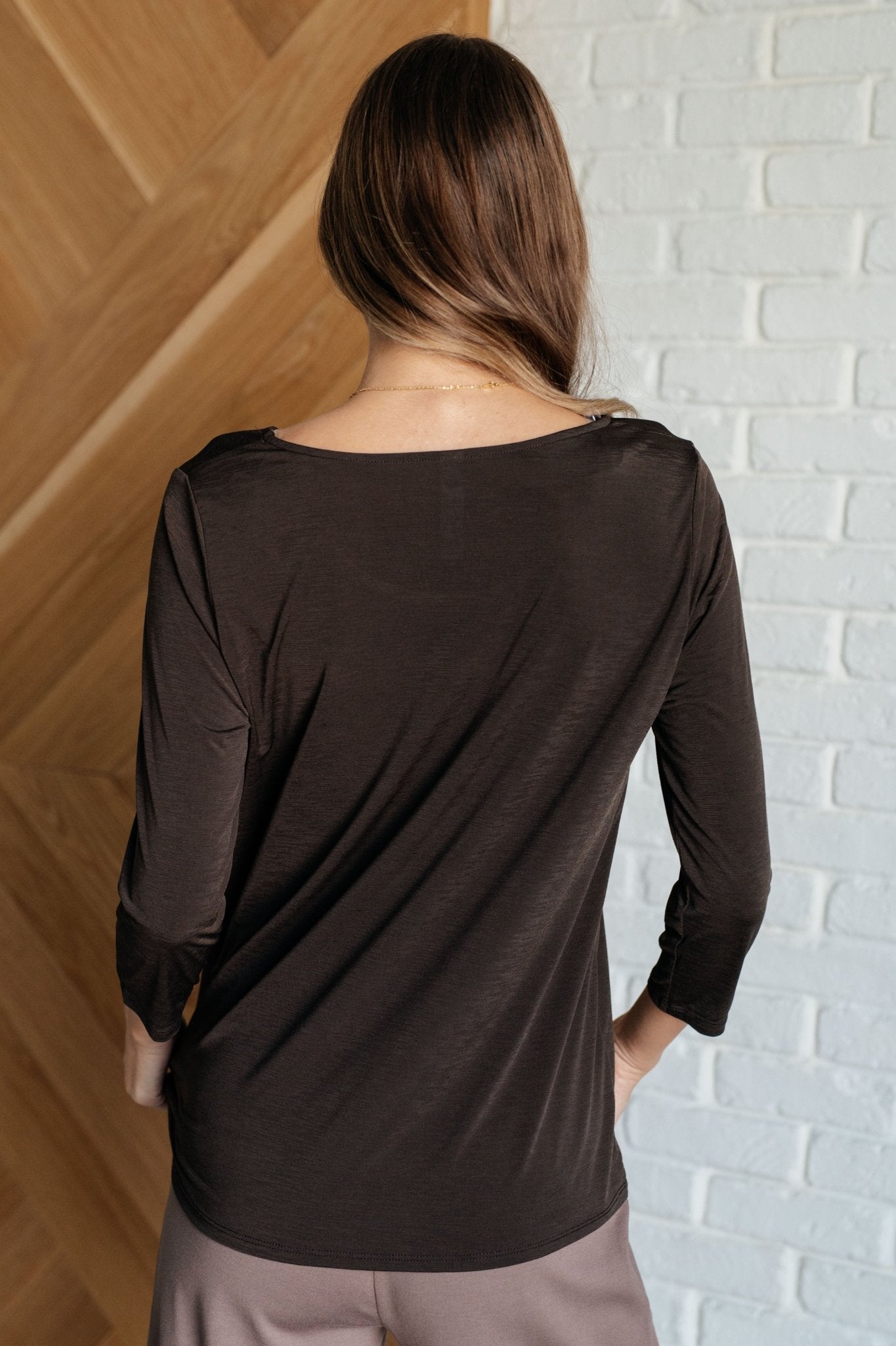 Signature Classic Round Neck Top in Chocolate - Driftwood Boutique