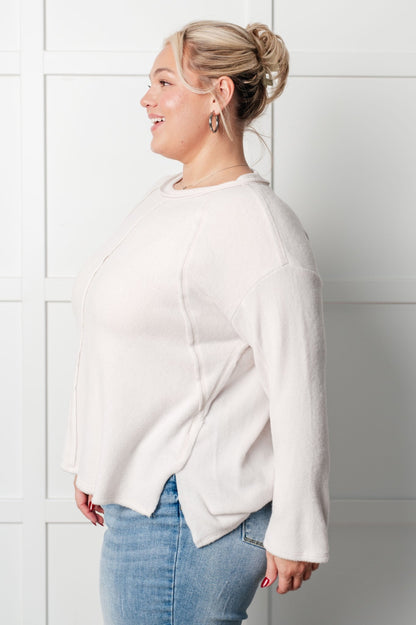 Simple Silhouette Brushed Hacci Sweater in Sand Beige - Driftwood Boutique