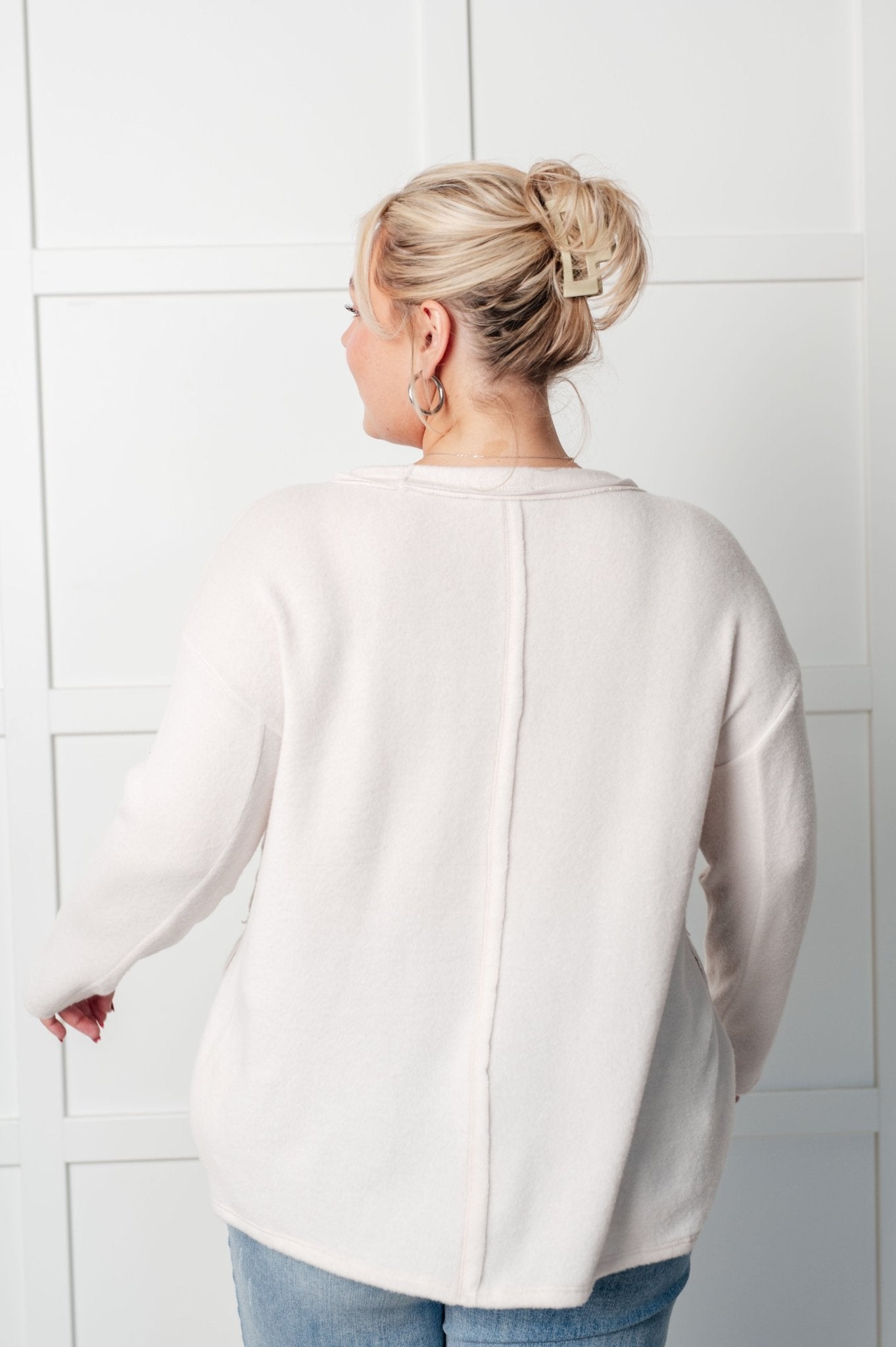 Simple Silhouette Brushed Hacci Sweater in Sand Beige - Driftwood Boutique