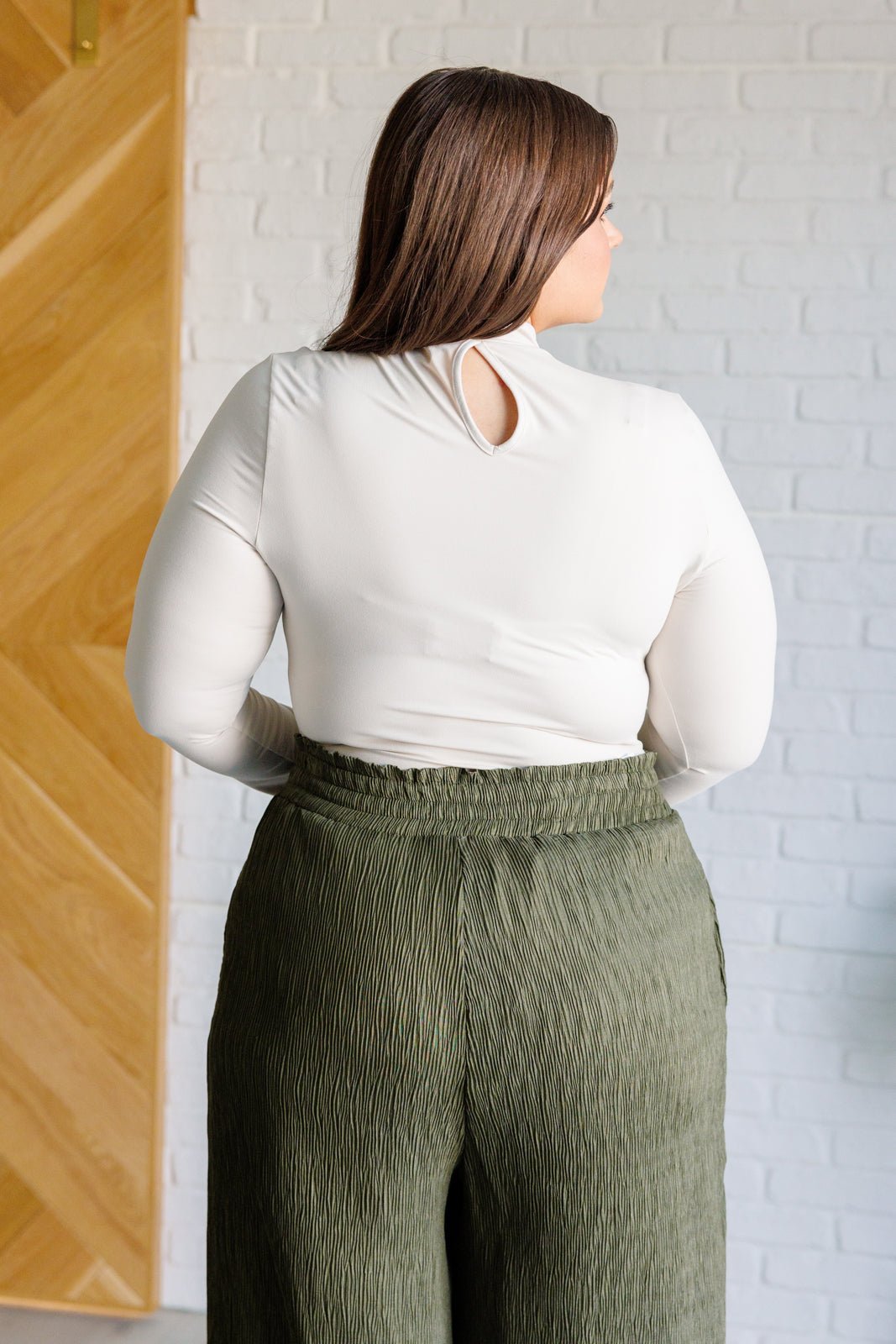 Simple Situation Mock Neck Bodysuit in White Pearl - Driftwood Boutique