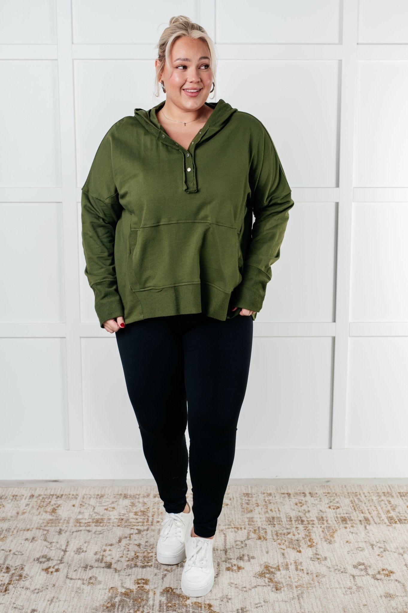 Simple Snug Snap Hooded Pullover - Driftwood Boutique