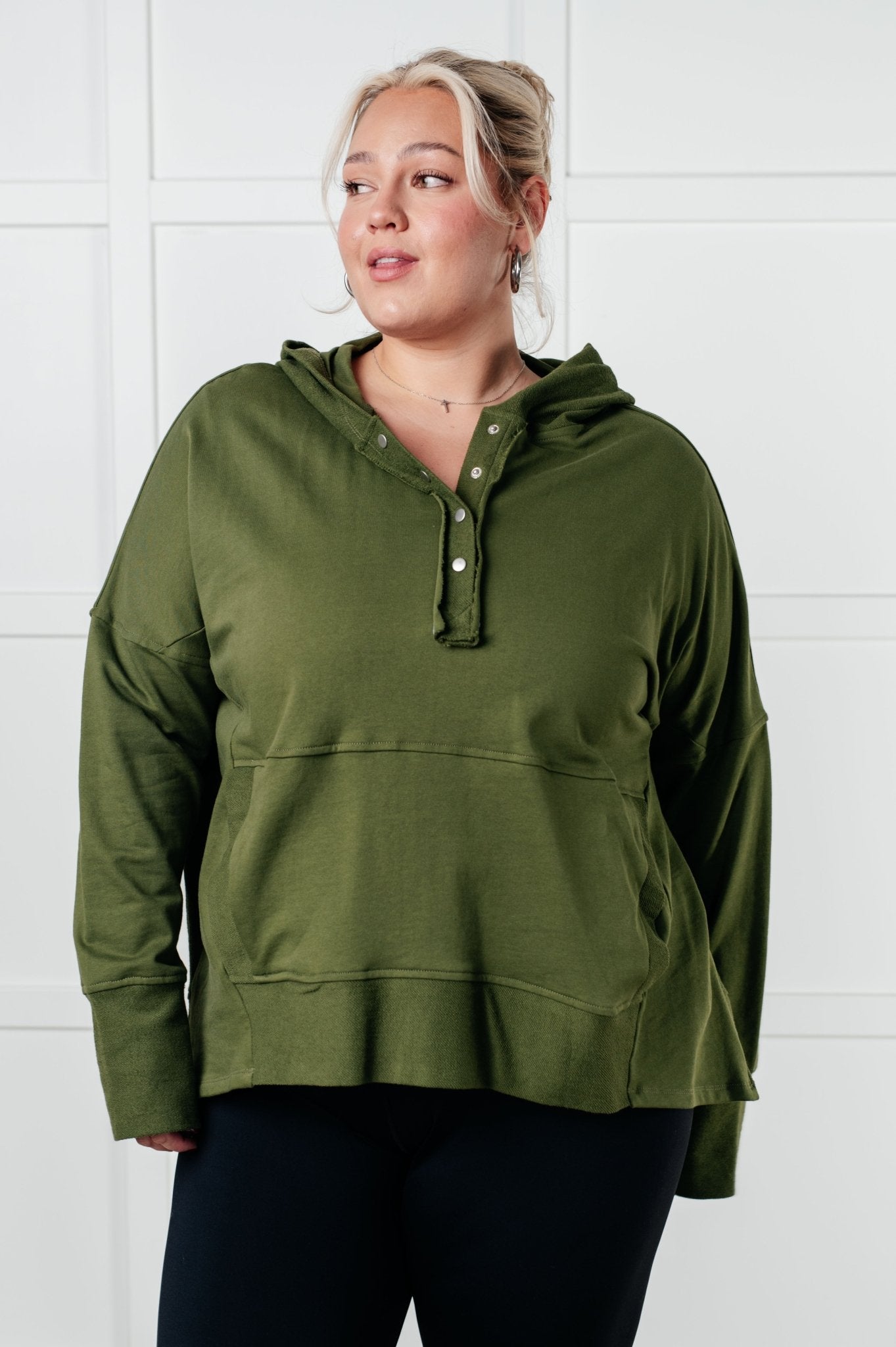 Simple Snug Snap Hooded Pullover - Driftwood Boutique