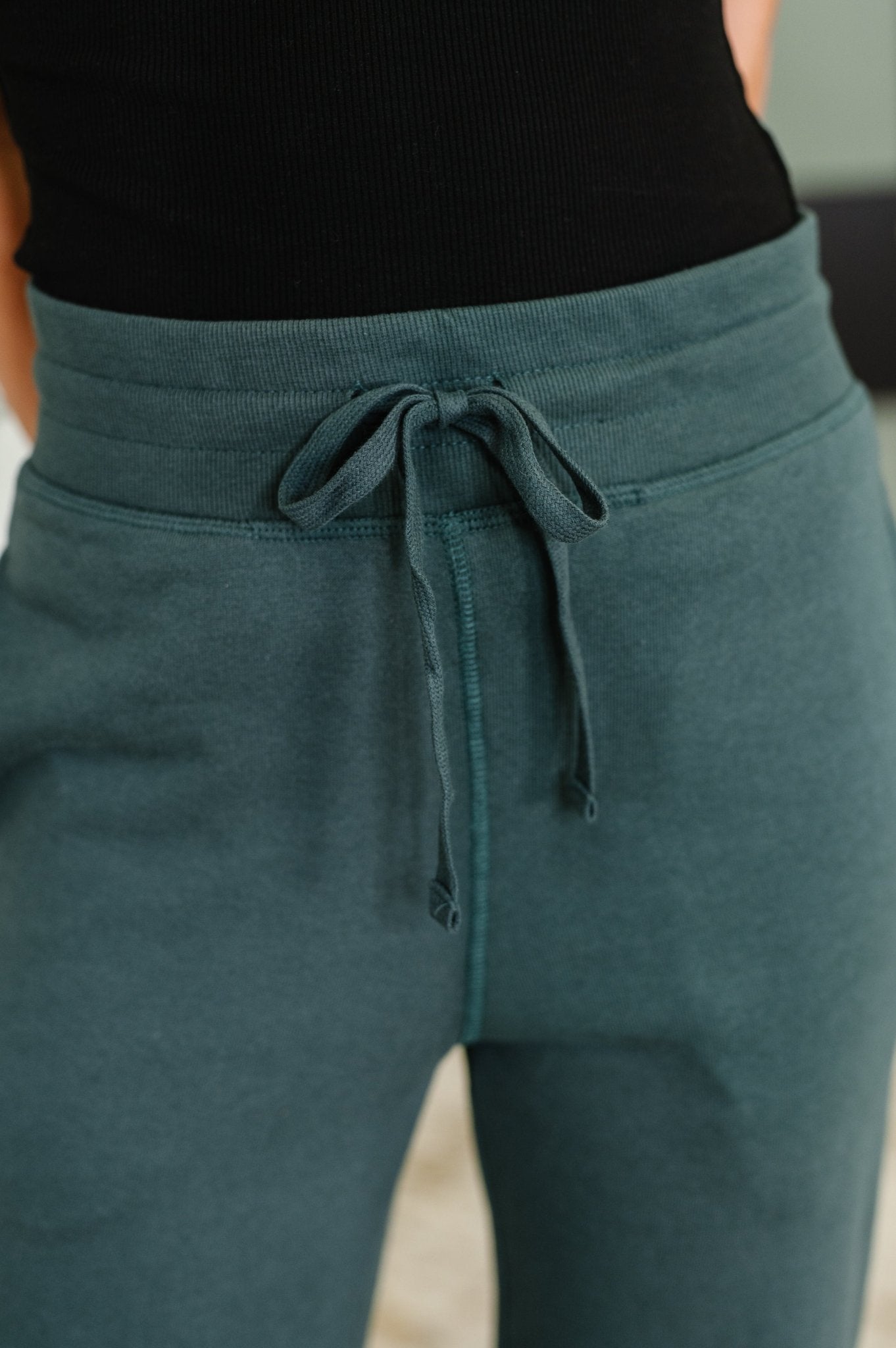 Slow Mornings High Waisted Sweats in Jungle Green - Driftwood Boutique