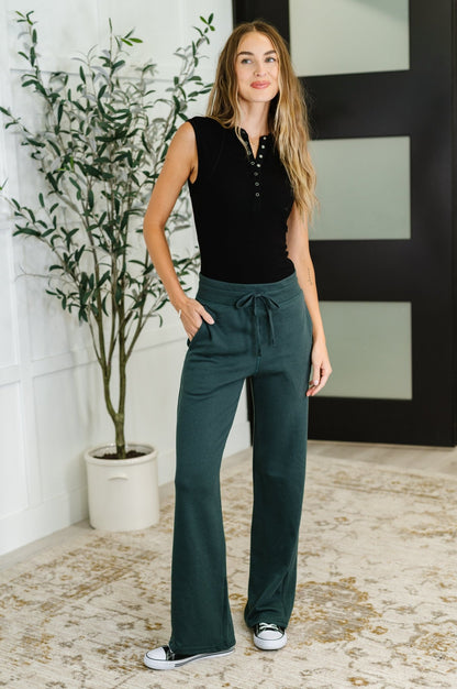 Slow Mornings High Waisted Sweats in Jungle Green - Driftwood Boutique