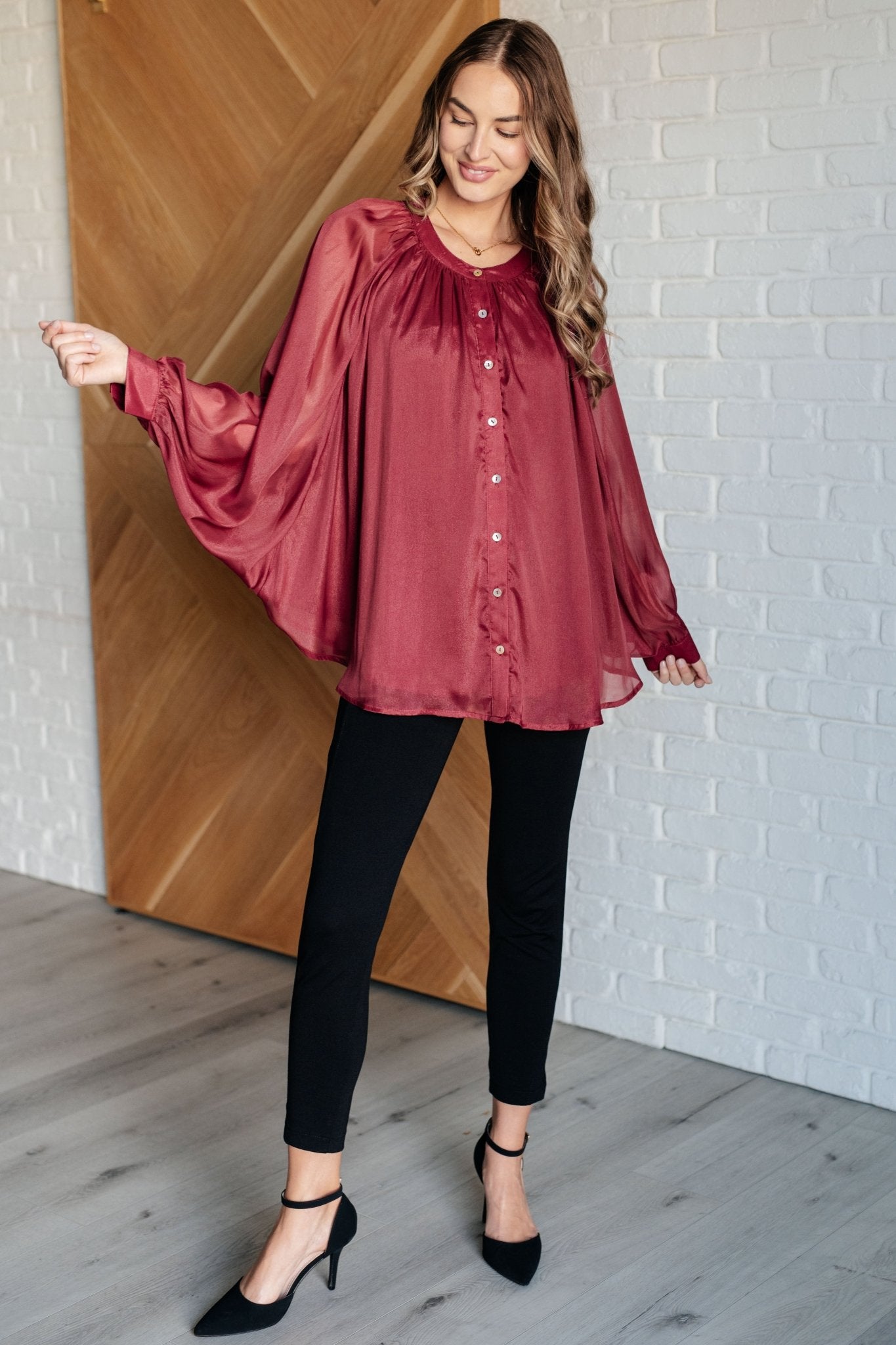 Smiles and Pouts Bat Sleeve Button Down - Driftwood Boutique
