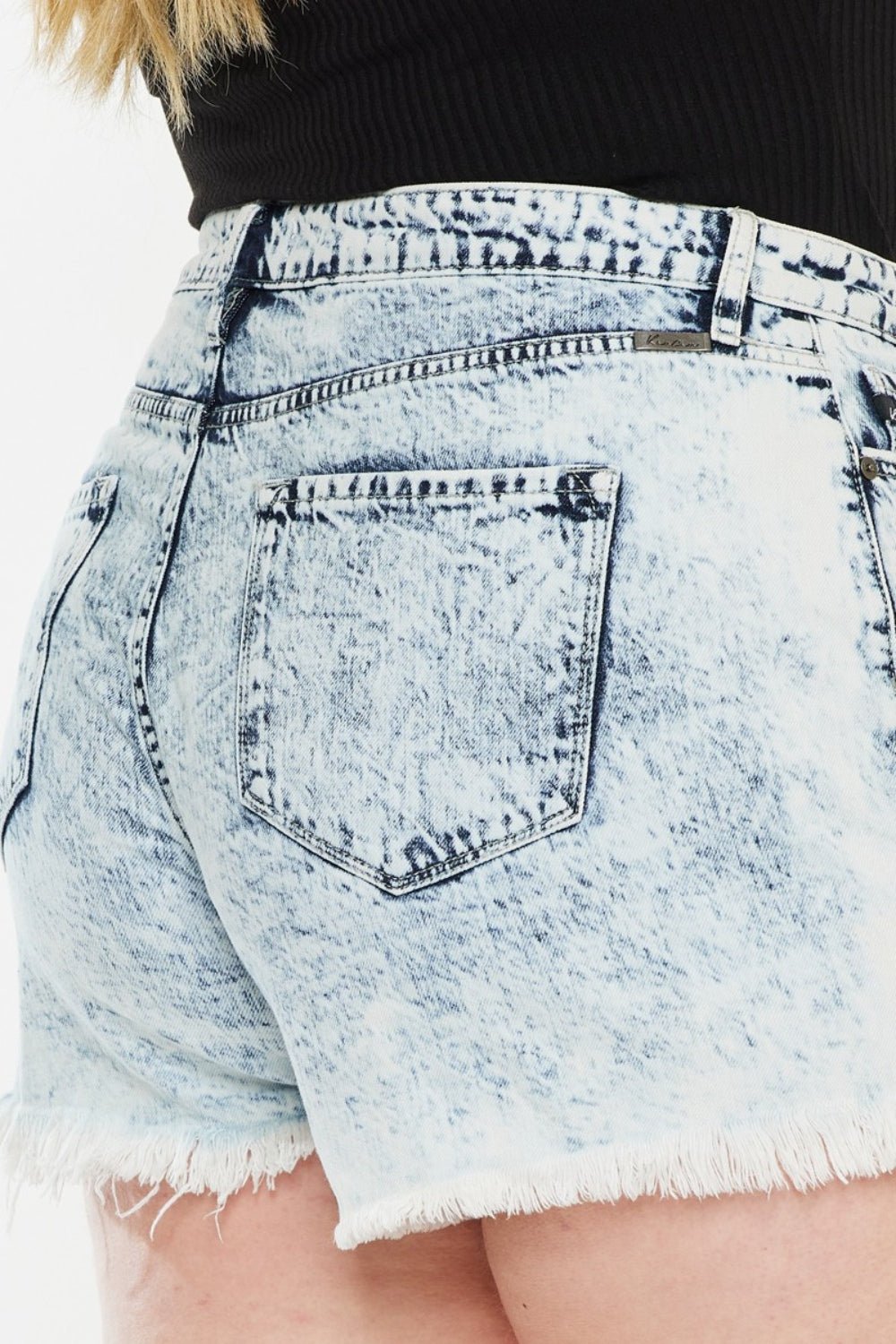 Soleil High Rise Acid Wash Distressed Denim Shorts - Driftwood Boutique