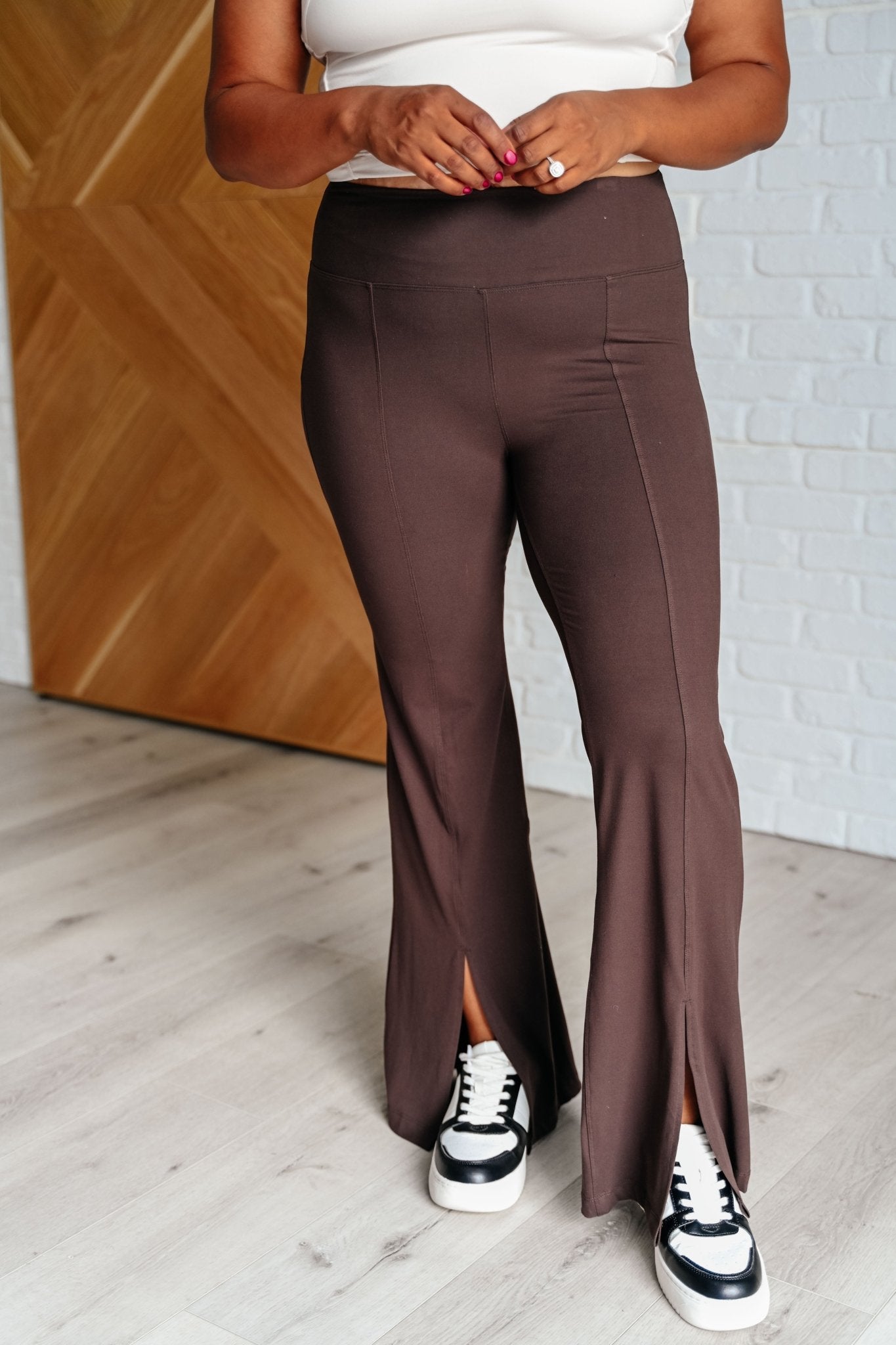Stamina Stride Flare Leggings in Espresso - Driftwood Boutique