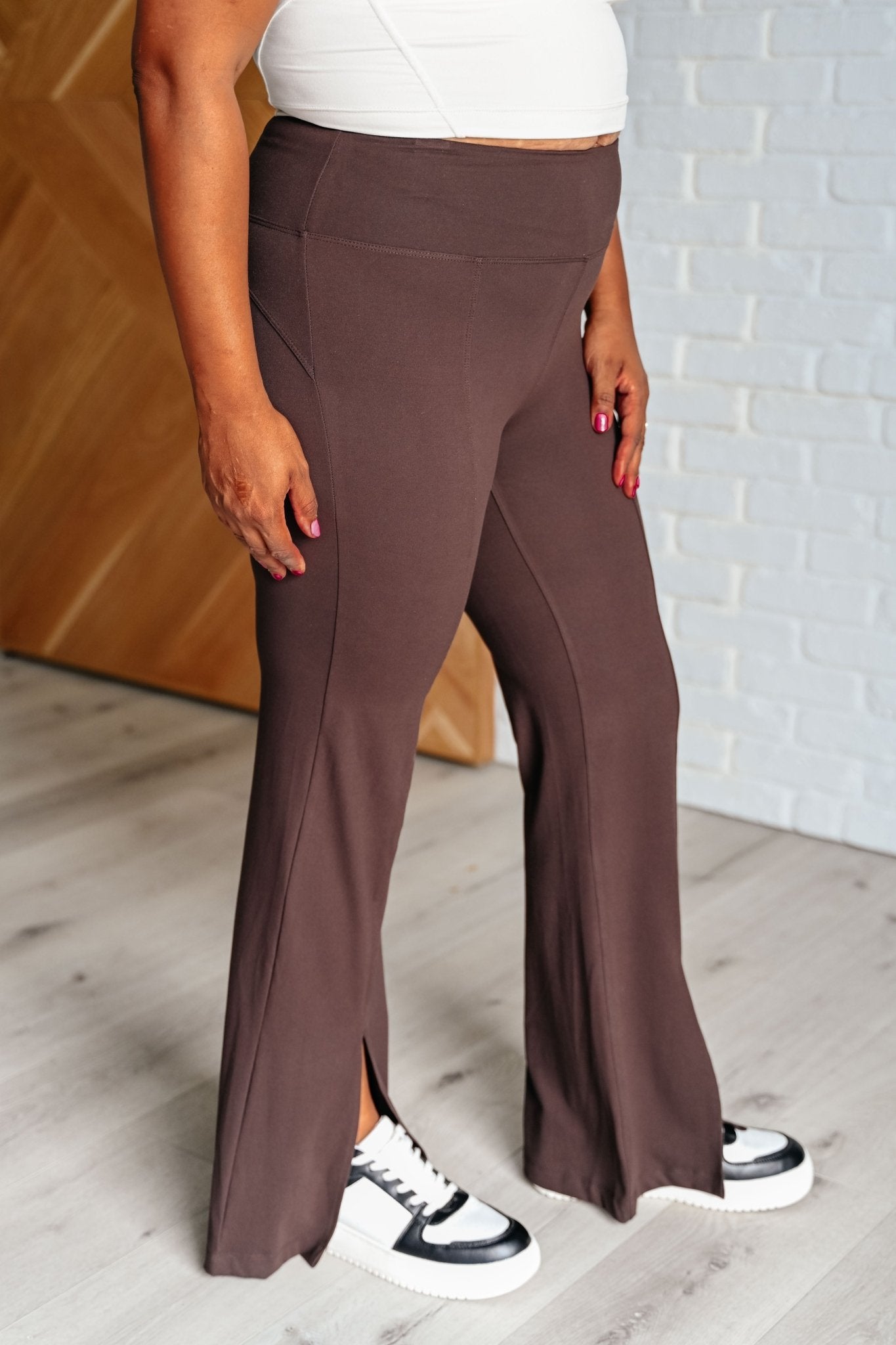 Stamina Stride Flare Leggings in Espresso - Driftwood Boutique