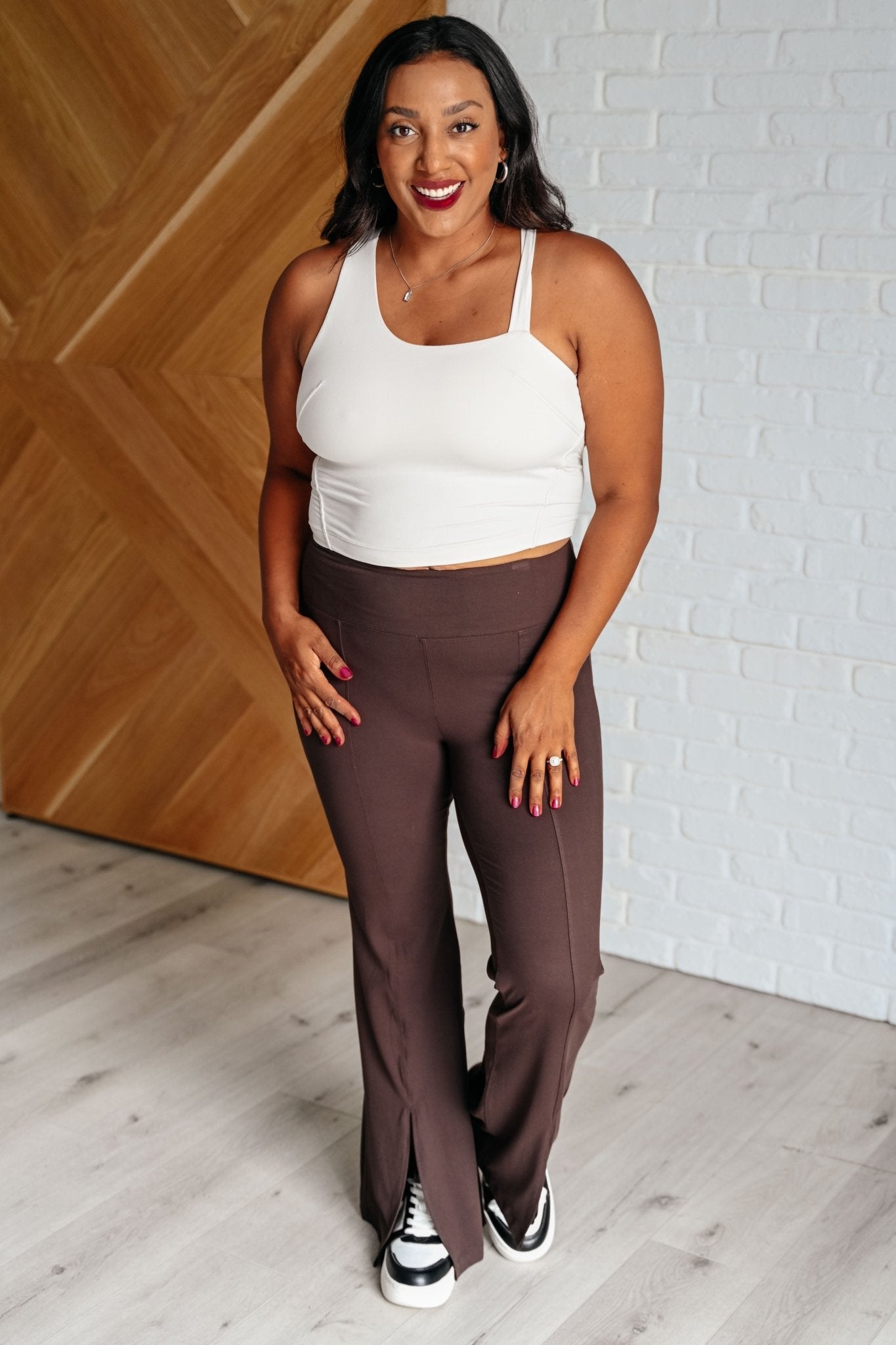 Stamina Stride Flare Leggings in Espresso - Driftwood Boutique