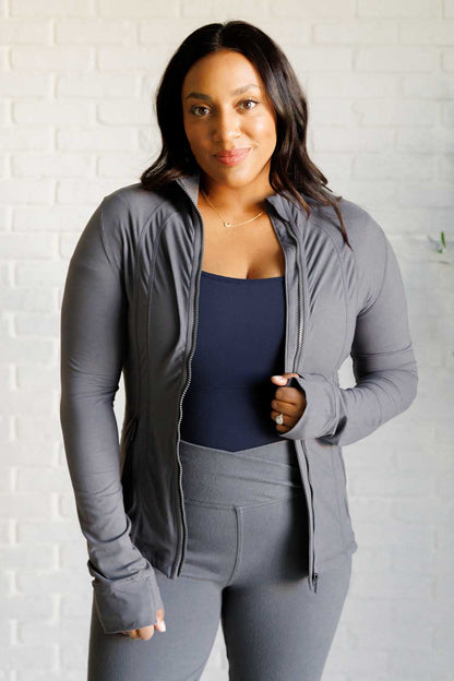 Staying Swift Activewear Jacket in Titanium - Driftwood Boutique
