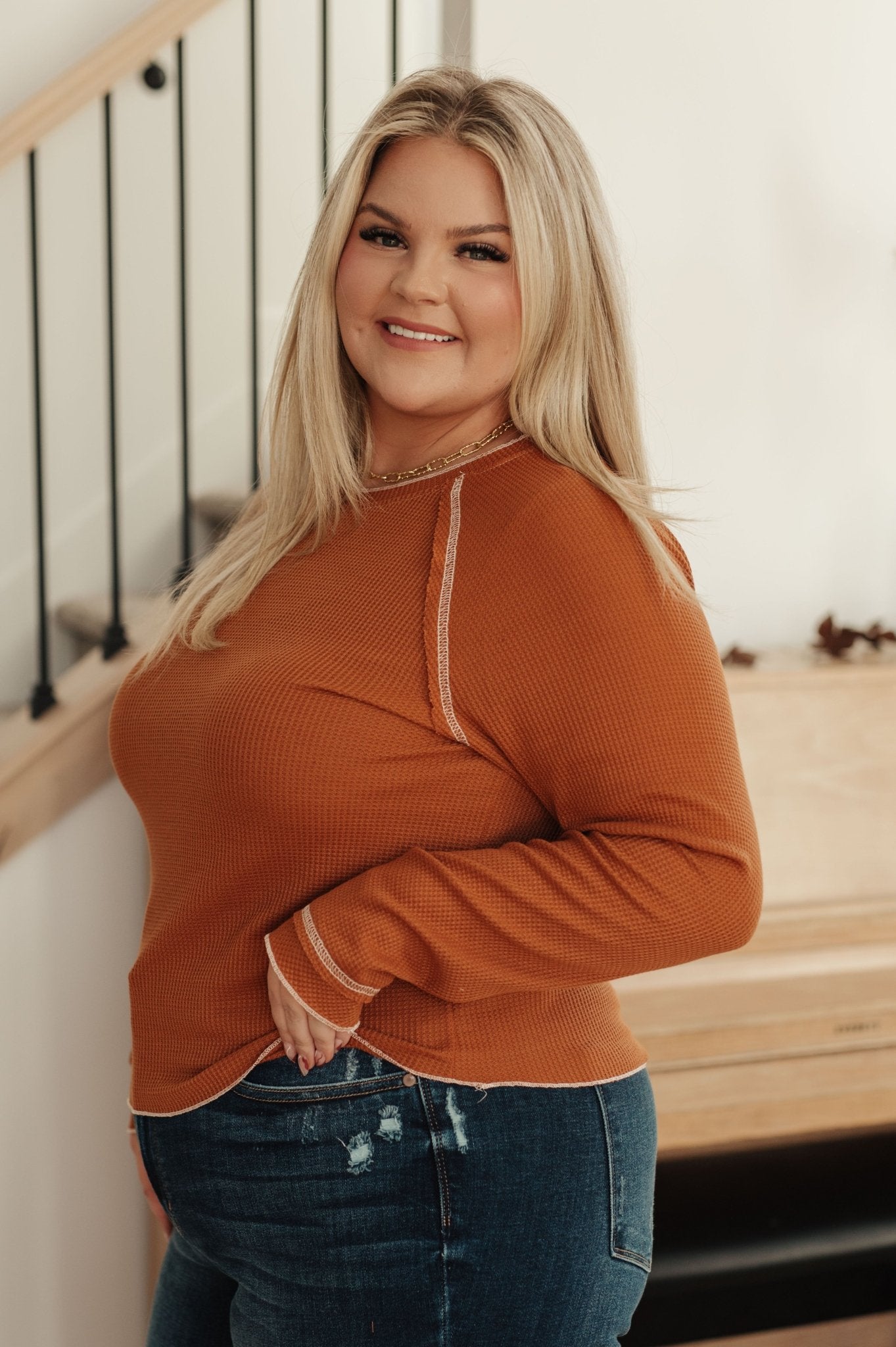 Stitch In Time Waffle Knit Top - Driftwood Boutique