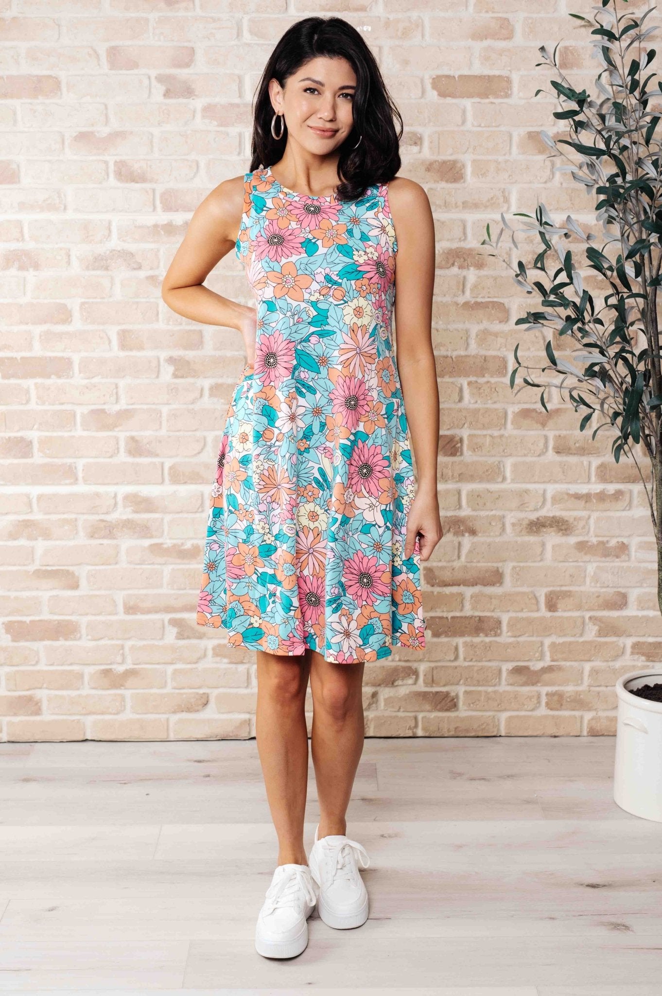 Summer Garden Sleeveless Swing Dress - Driftwood Boutique