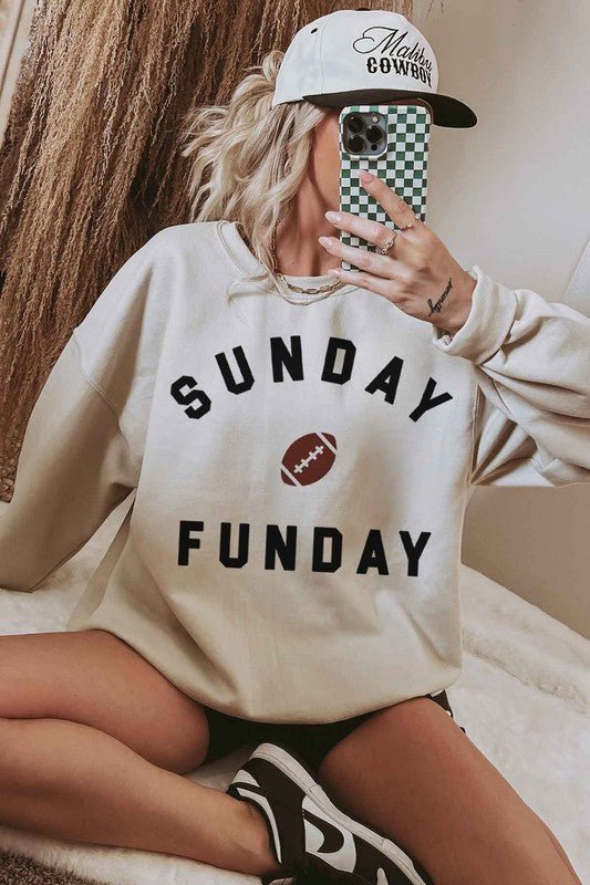 Sunday Fun Day Football Oversized Sweatshirt - Driftwood Boutique