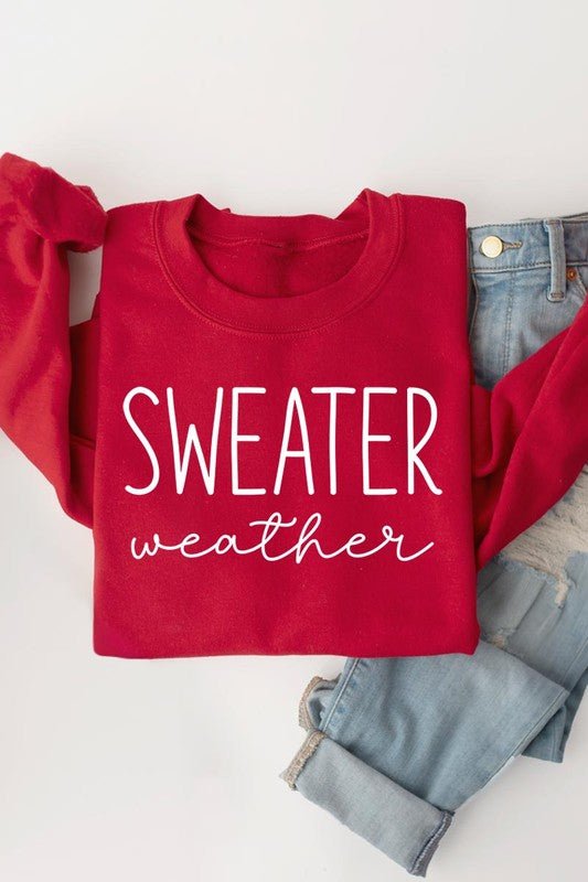 Sweater Weather Graphic Fleece Sweatshirts - Driftwood Boutique