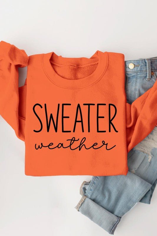 Sweater Weather Graphic Fleece Sweatshirts - Driftwood Boutique