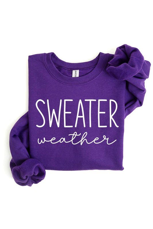Sweater Weather Graphic Fleece Sweatshirts - Driftwood Boutique