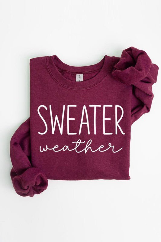 Sweater Weather Graphic Fleece Sweatshirts - Driftwood Boutique