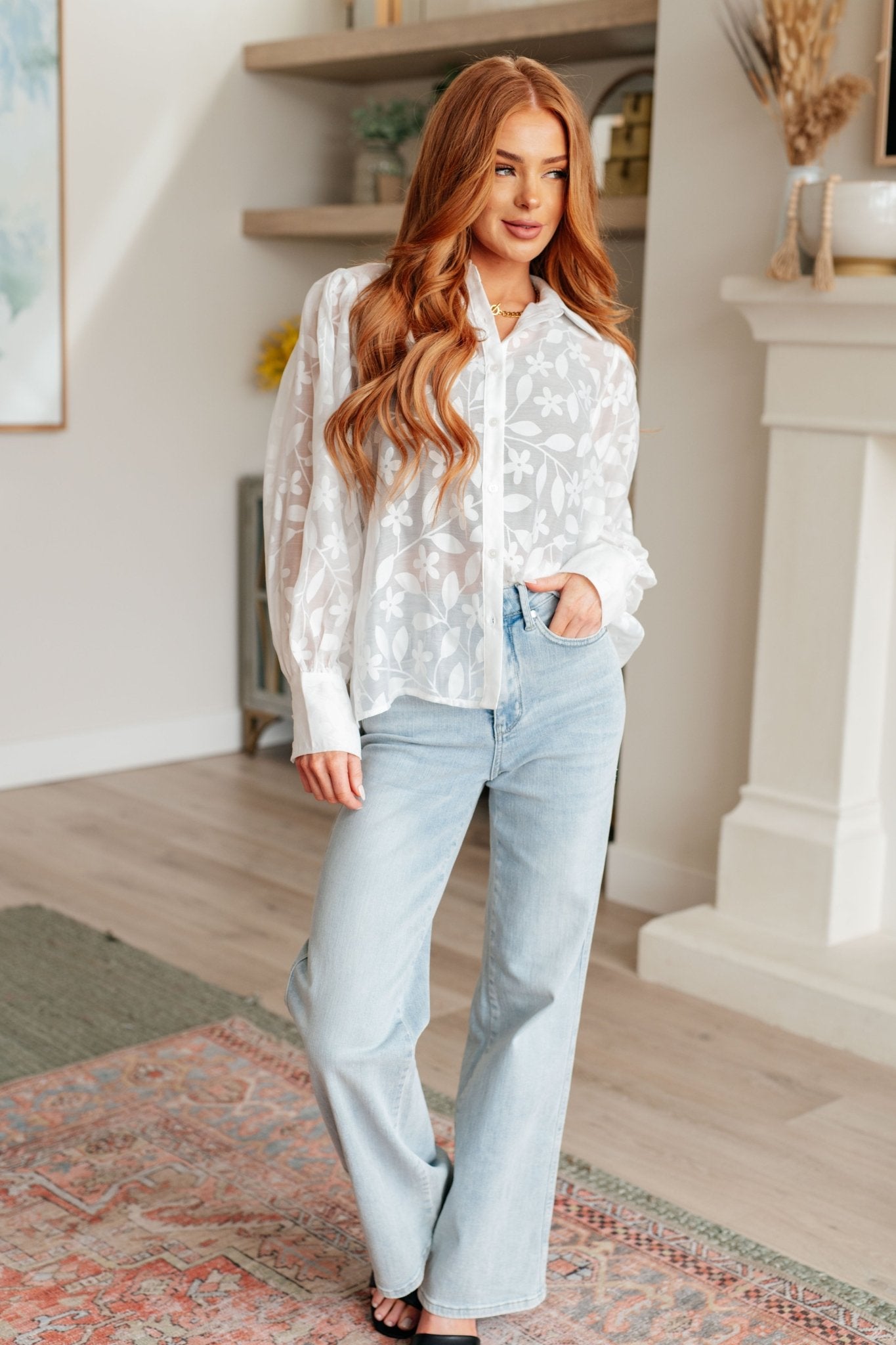 Sweet Serotonin Lace Button Up - Driftwood Boutique