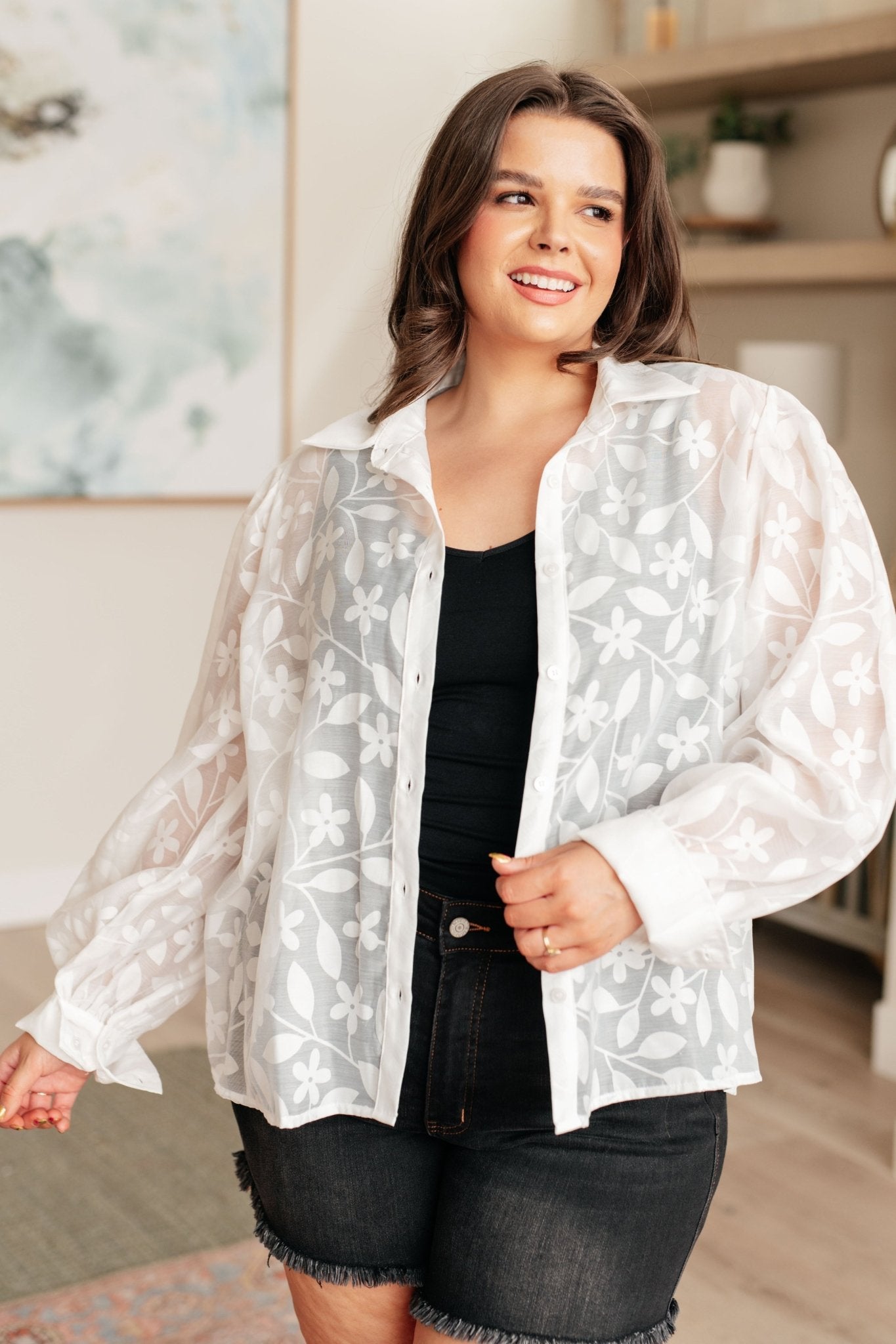 Sweet Serotonin Lace Button Up - Driftwood Boutique