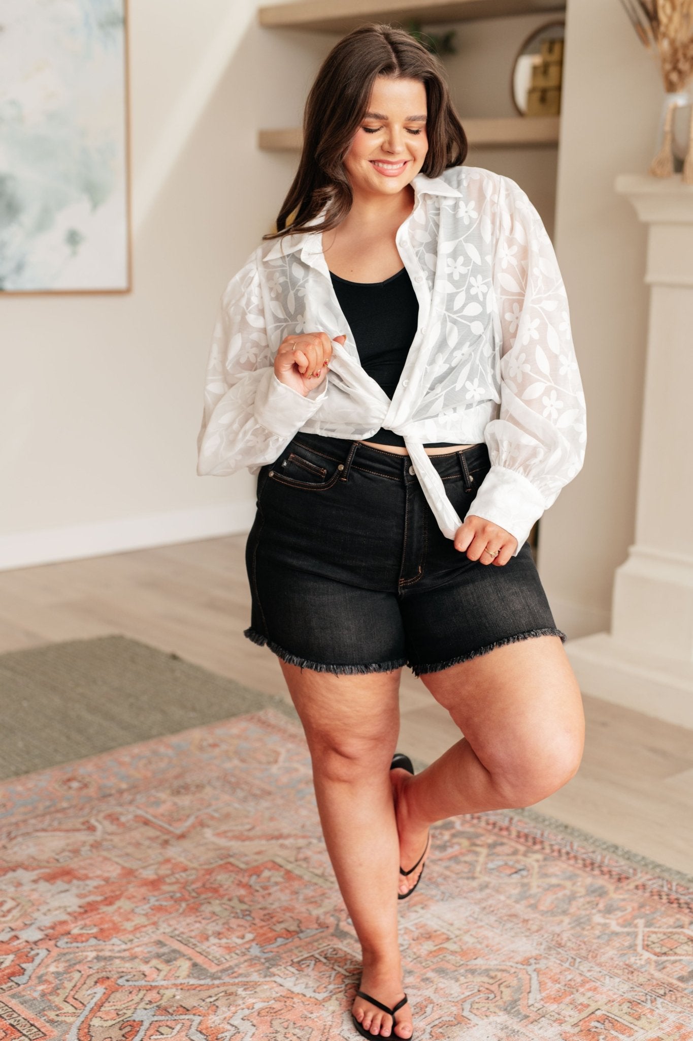Sweet Serotonin Lace Button Up - Driftwood Boutique