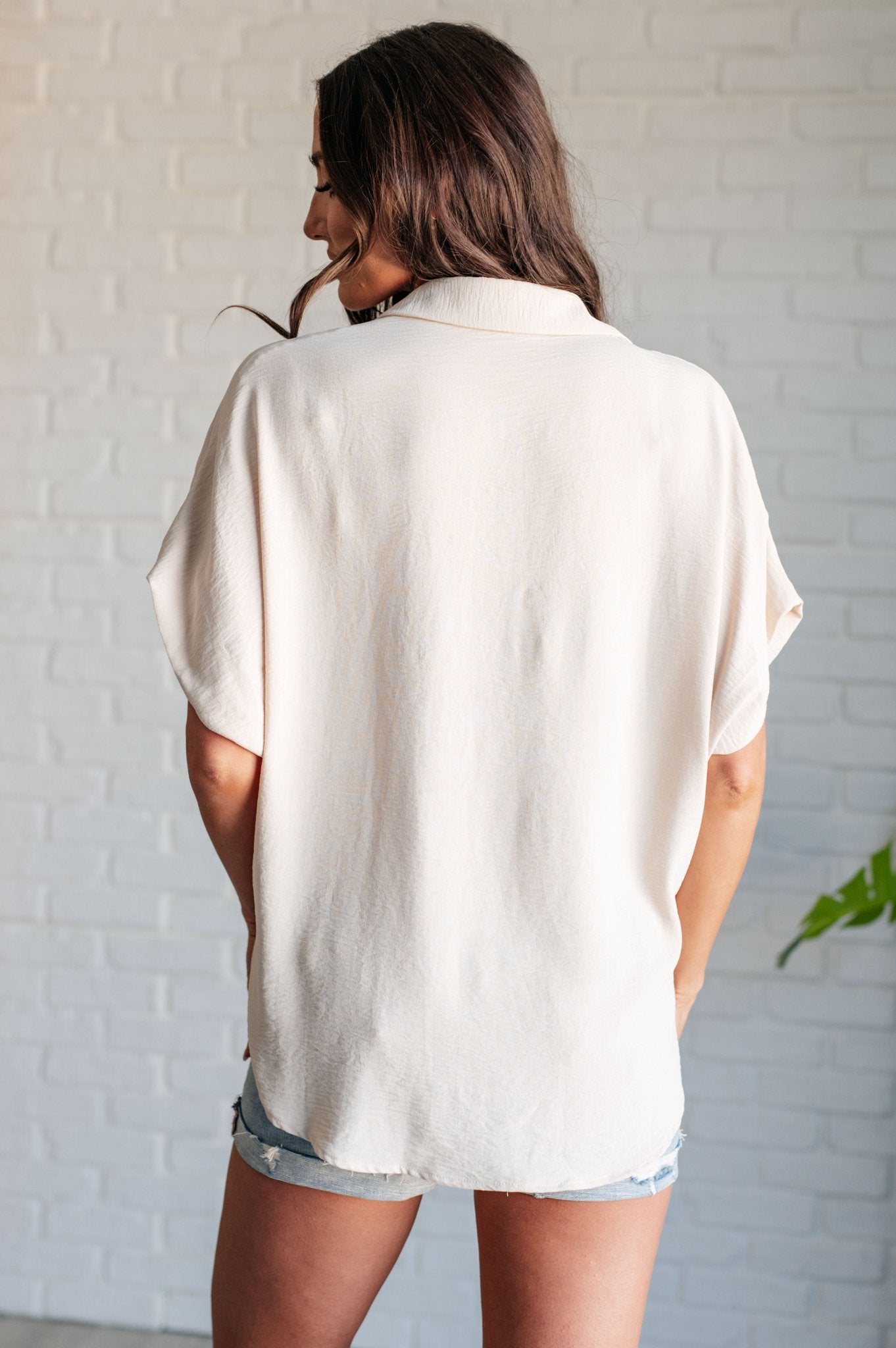 Sweet Simplicity Button Down Blouse in Oatmeal - Driftwood Boutique