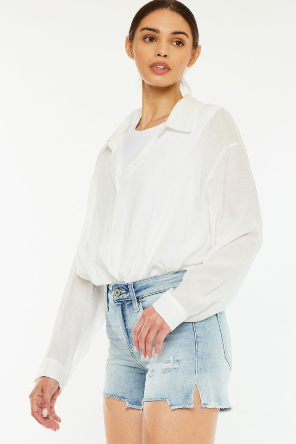 Sylvie High Rise Side Slit Denim Shorts - Driftwood Boutique