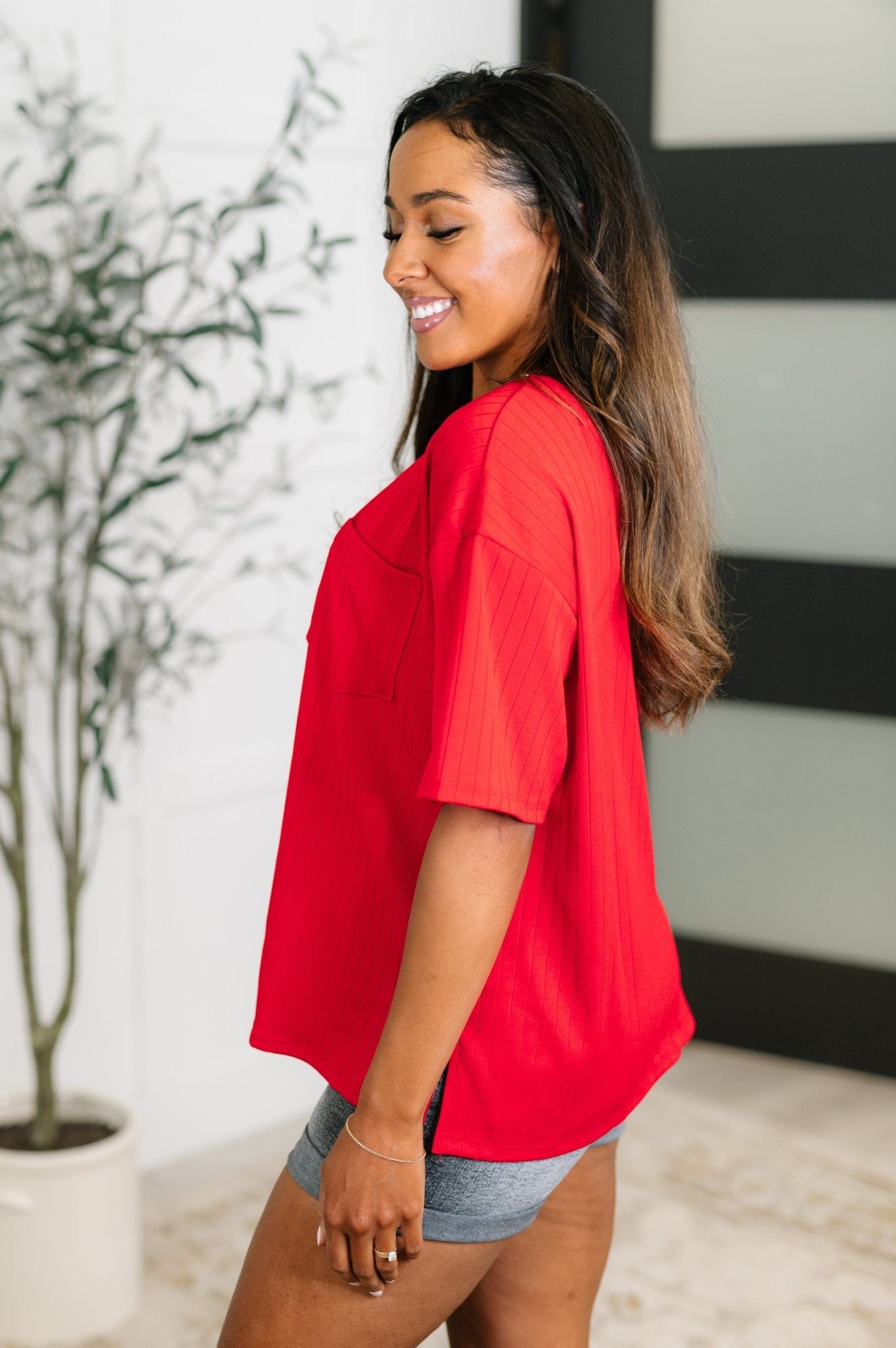 Take It Easy Slouchy Tee in Red - Driftwood Boutique
