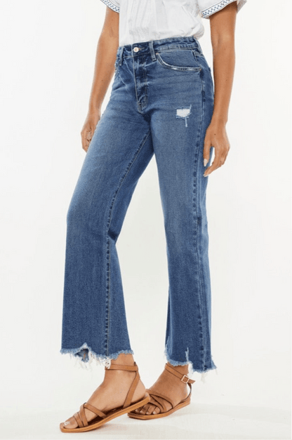 Teri High Rise Raw Hem Cropped Wide Leg Jeans - Driftwood Boutique