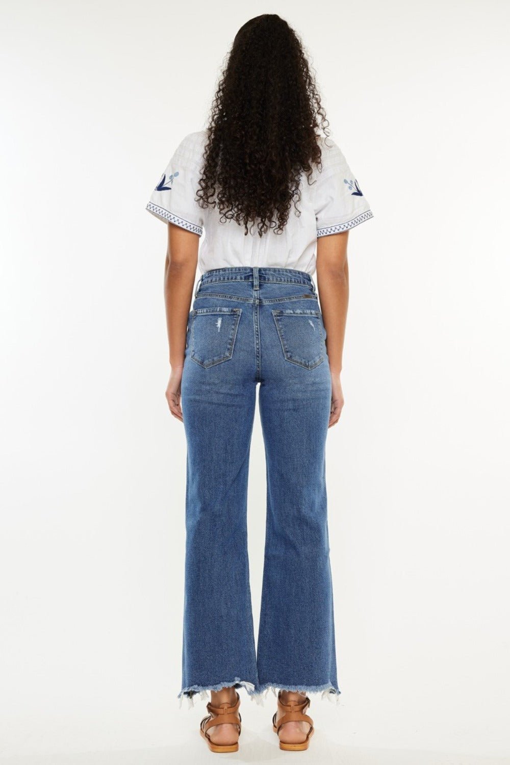 Teri High Rise Raw Hem Cropped Wide Leg Jeans - Driftwood Boutique