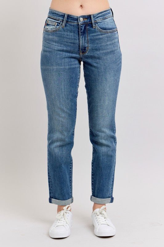 Tessa Mid Rise Cuffed Boyfriend Jeans - Driftwood Boutique