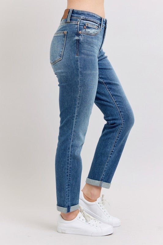 Tessa Mid Rise Cuffed Boyfriend Jeans - Driftwood Boutique