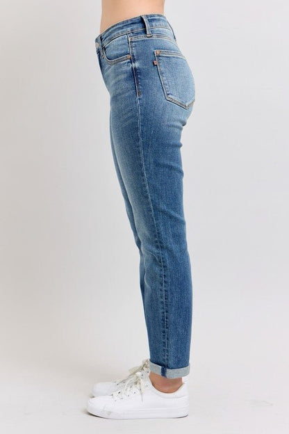 Tessa Mid Rise Cuffed Boyfriend Jeans - Driftwood Boutique