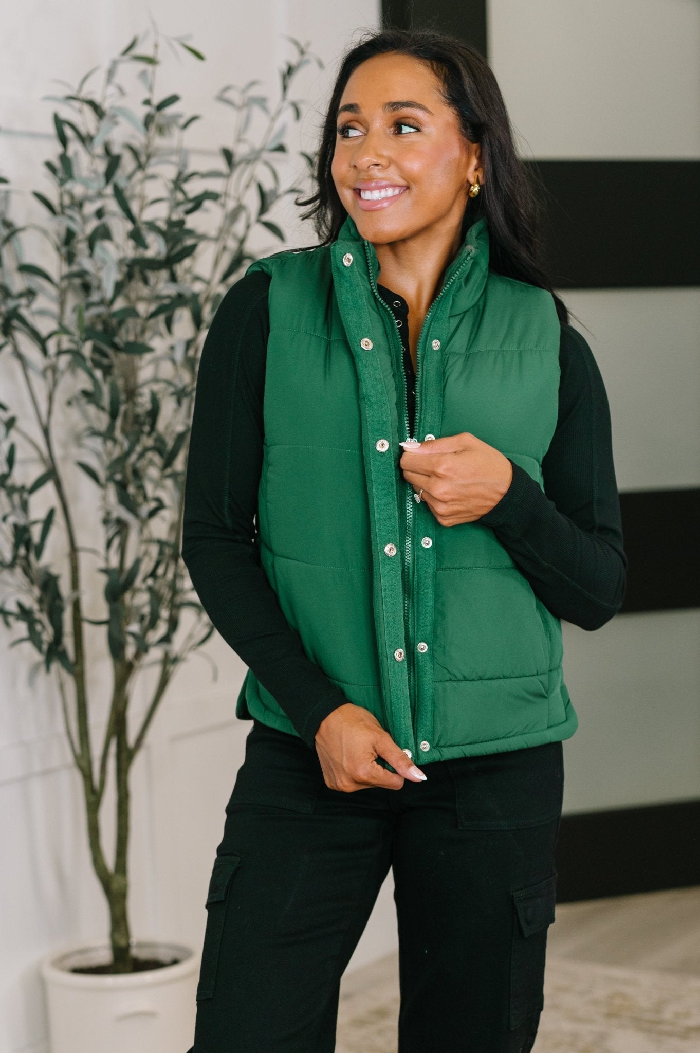 That's What I'm Talkin' About Puffer Vest in Hunter Green - Driftwood Boutique