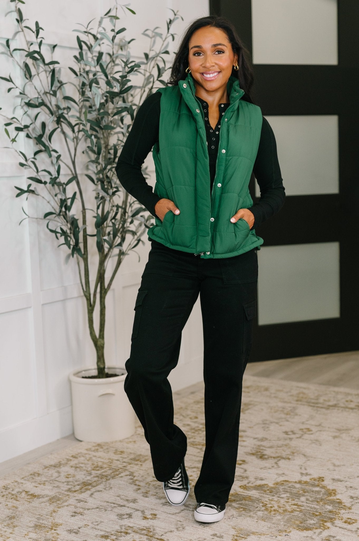 That's What I'm Talkin' About Puffer Vest in Hunter Green - Driftwood Boutique