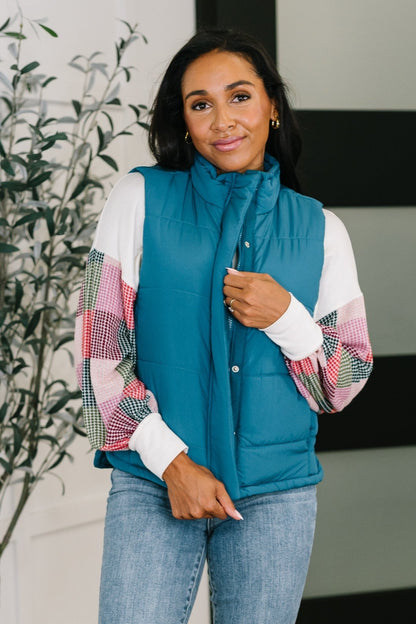 That's What I'm Talkin' About Puffer Vest in Teal - Driftwood Boutique