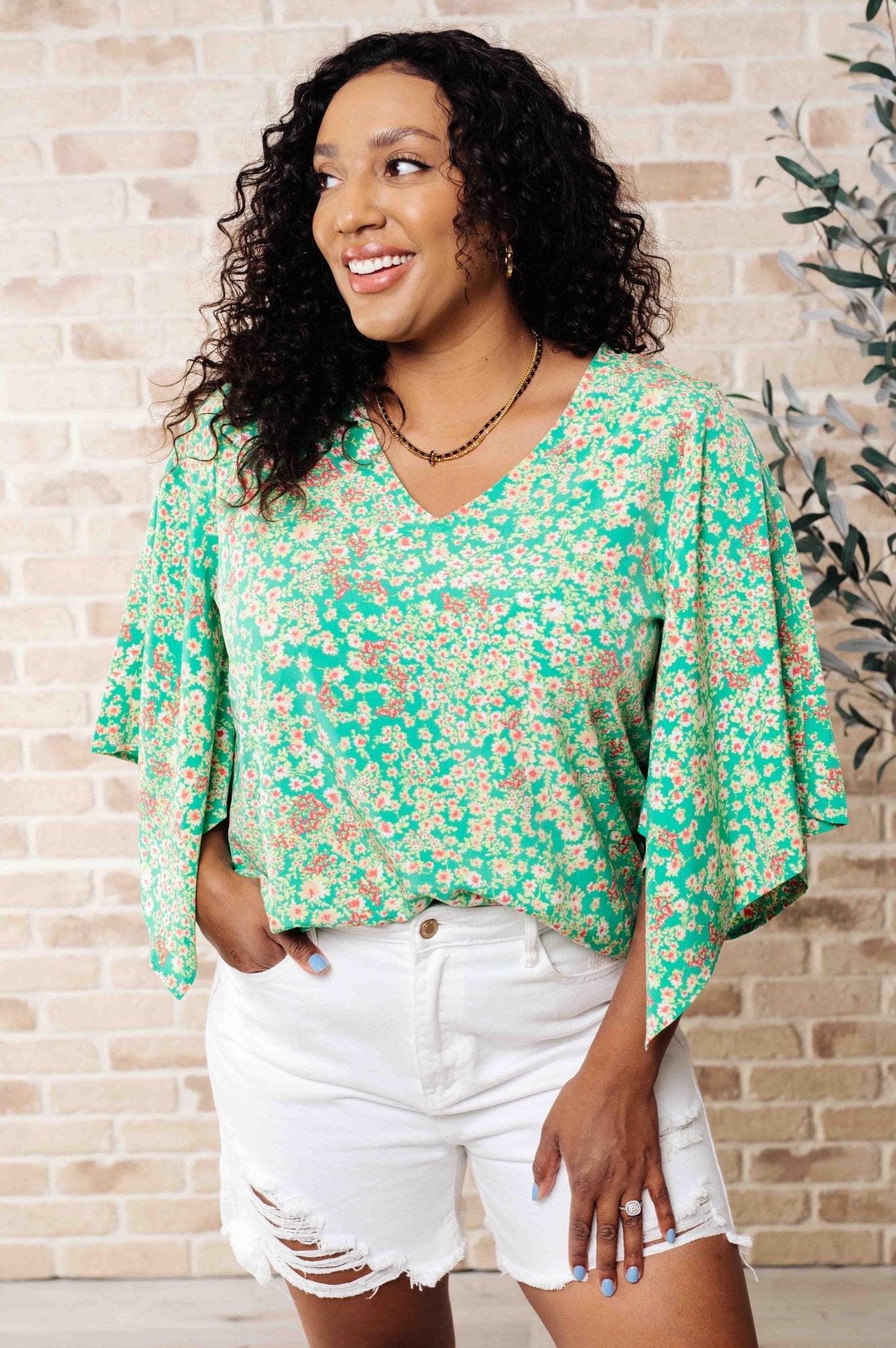 The Future's Open Wide V - Neck Batwing Top - Driftwood Boutique