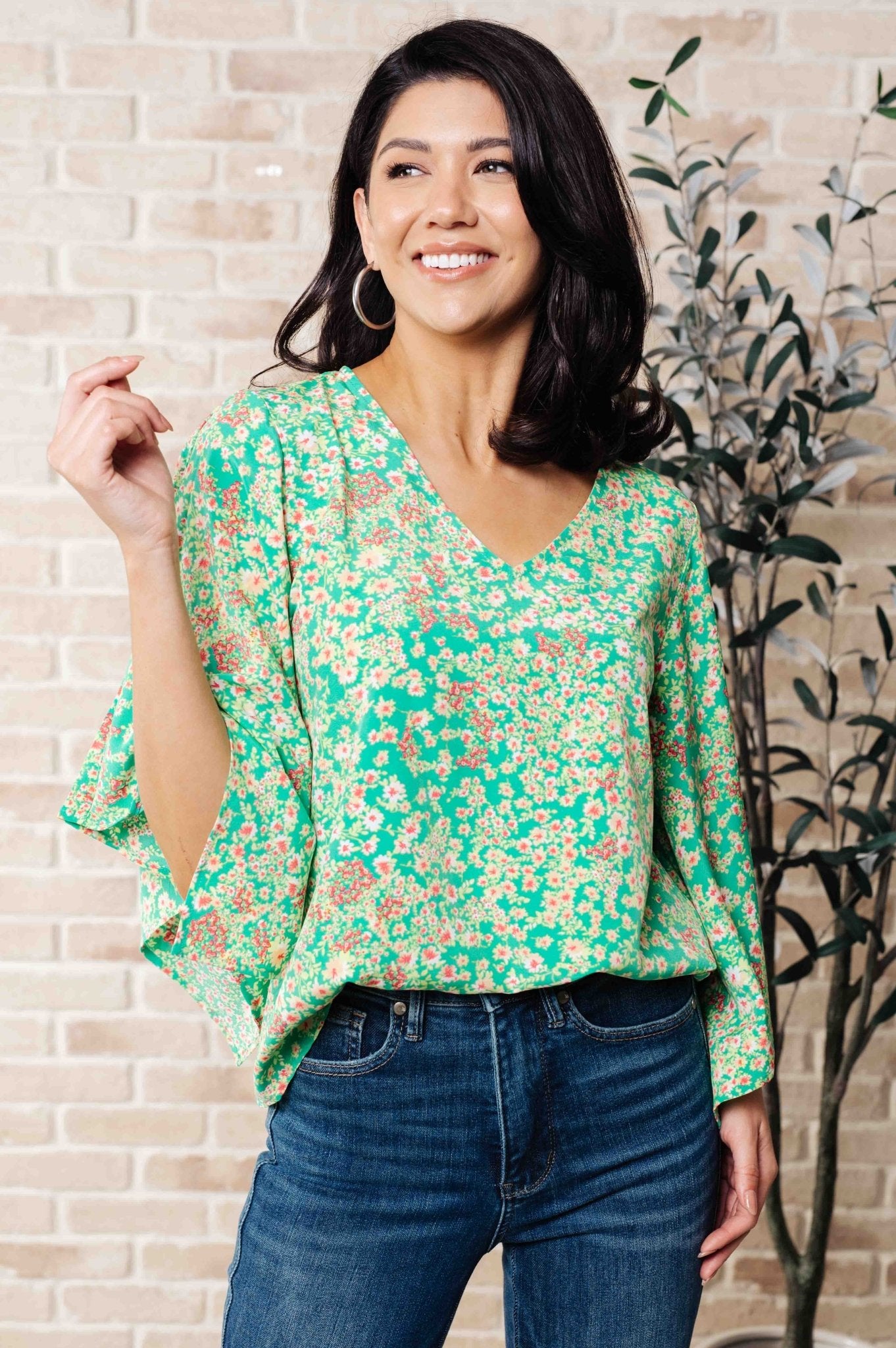 The Future's Open Wide V - Neck Batwing Top - Driftwood Boutique