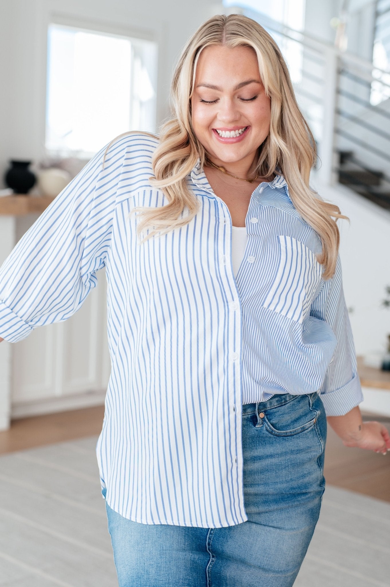 This or That Striped Button Down - Driftwood Boutique