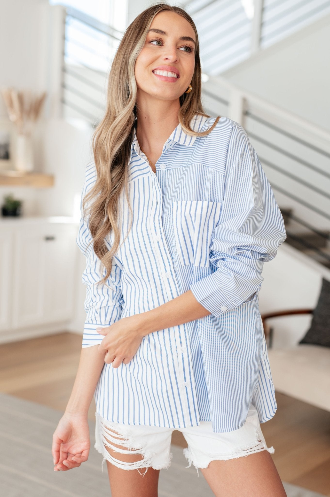 This or That Striped Button Down - Driftwood Boutique