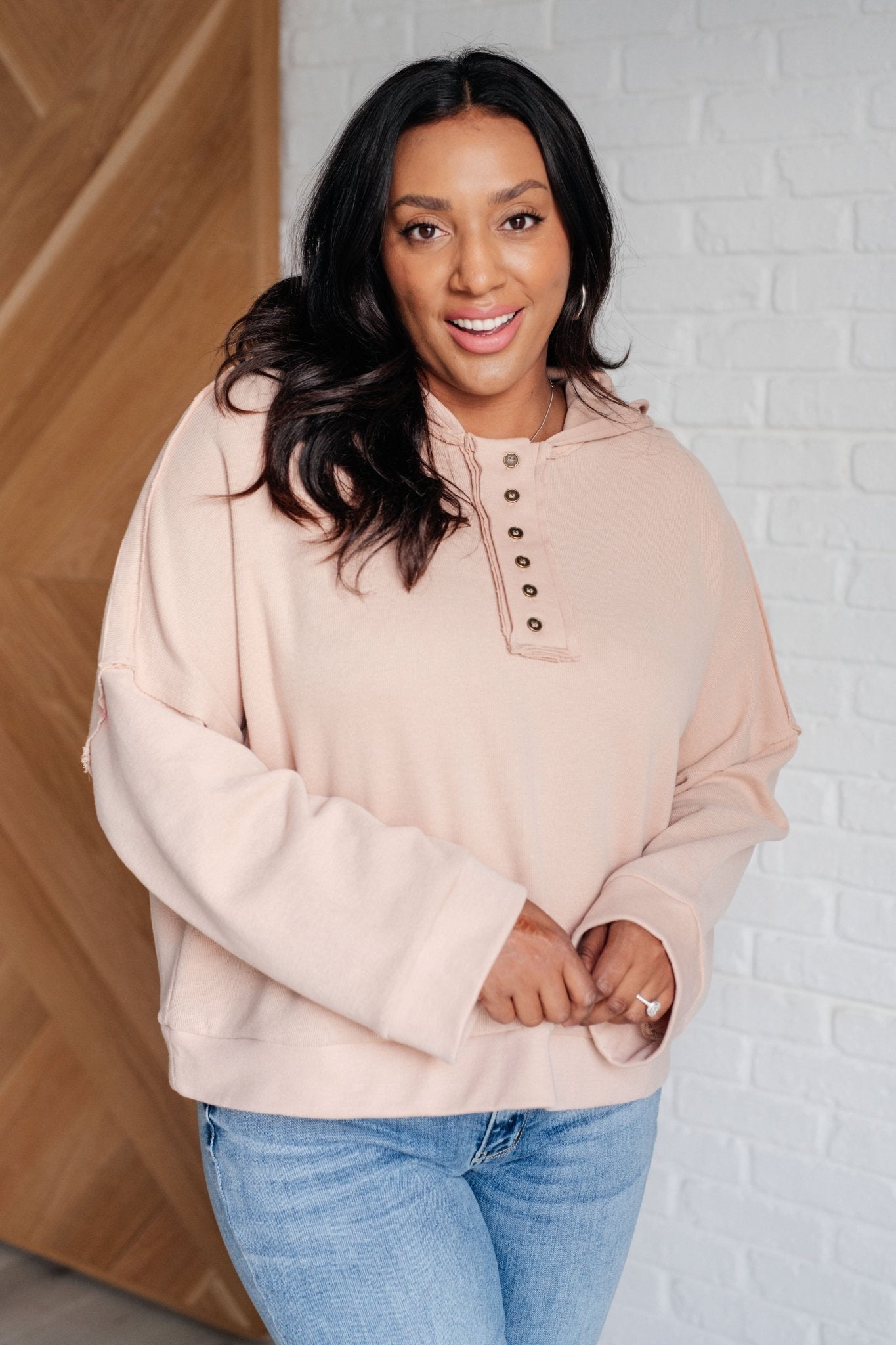 Throwback Heartthrob Hoodie in Beige - Driftwood Boutique