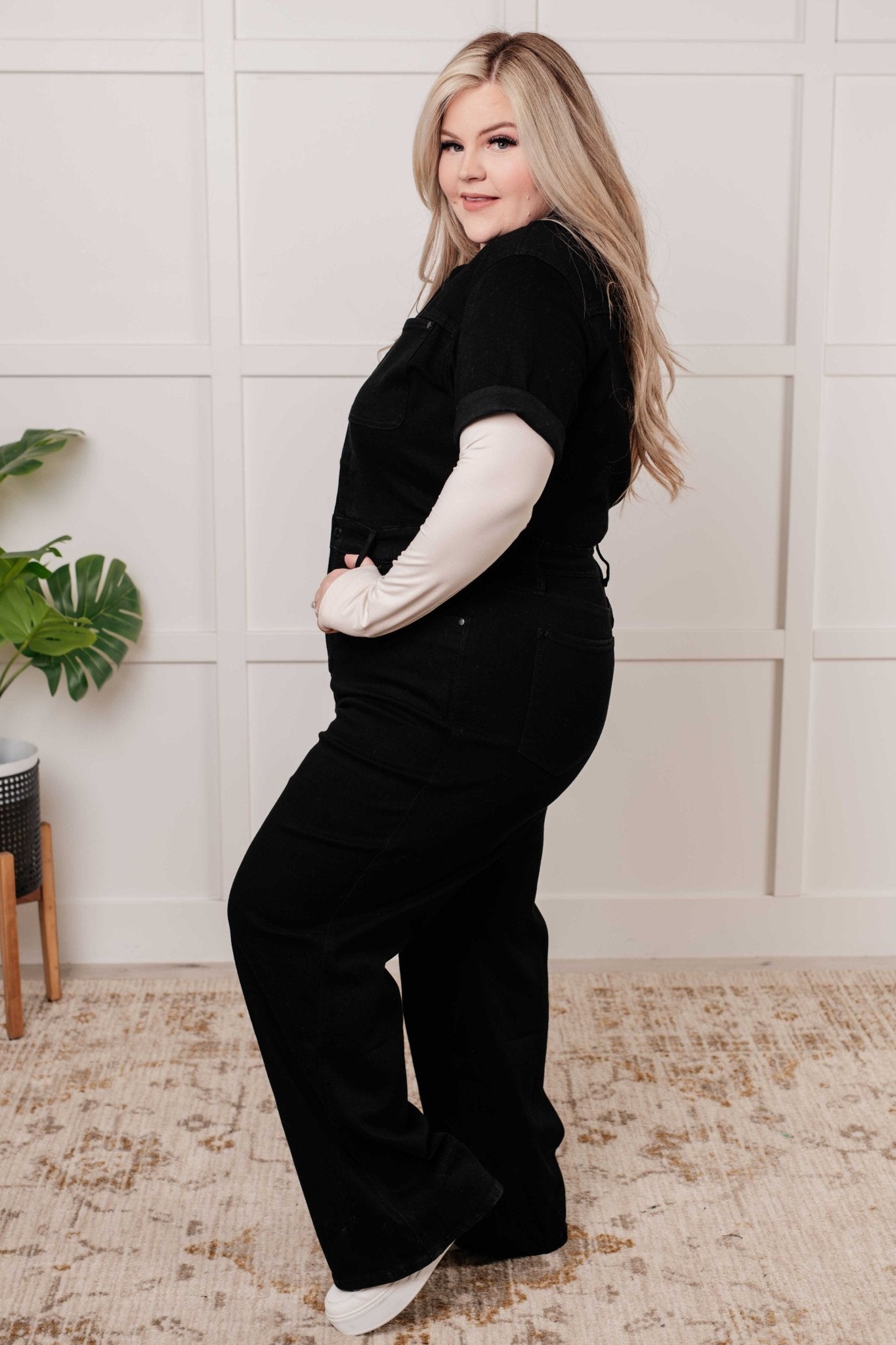 Tilda Short Sleeve Control Top Denim Jumpsuit - Driftwood Boutique